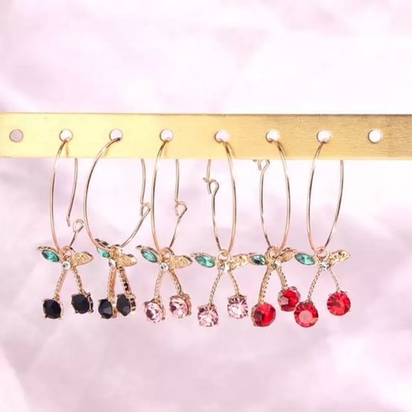 Cherry Hoop Earrings - Picture 3 of 4